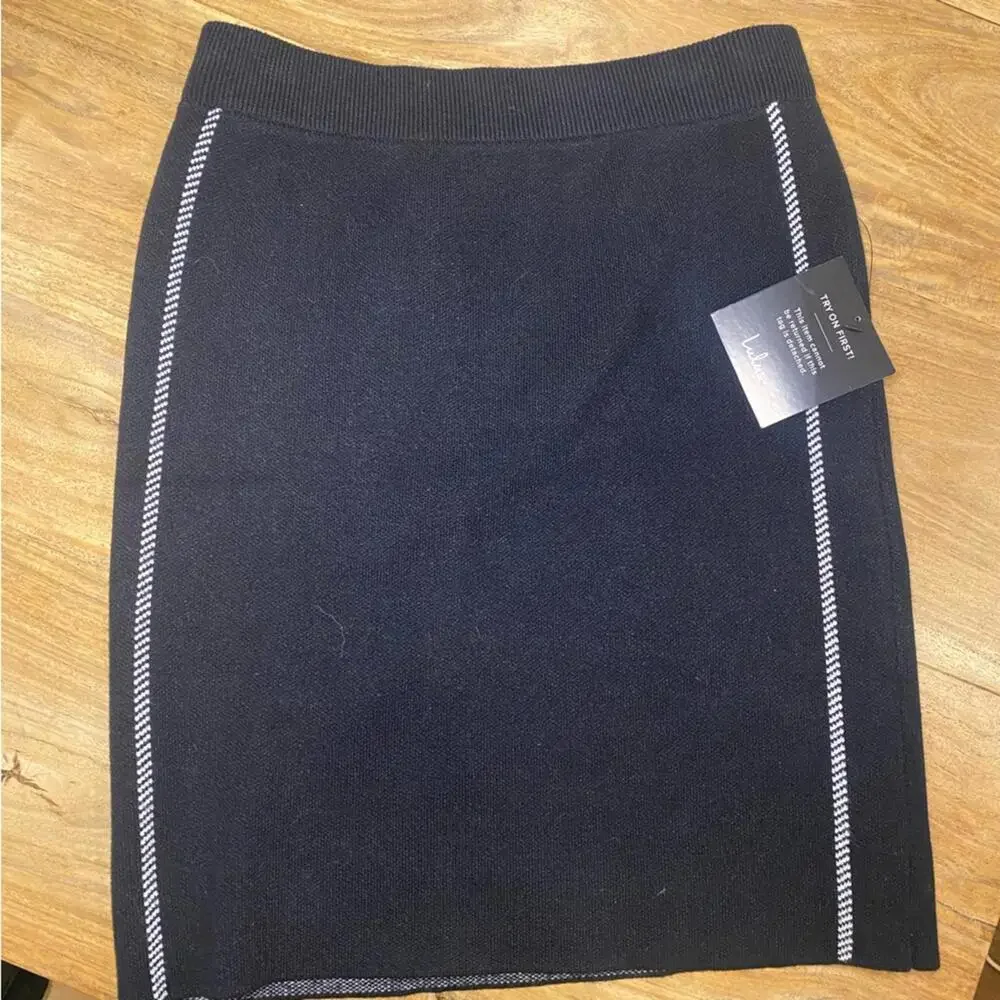 Lulus Mod Moment Black Knit Mini Skirt NWT High Waist Stretch Sweater Skirt S